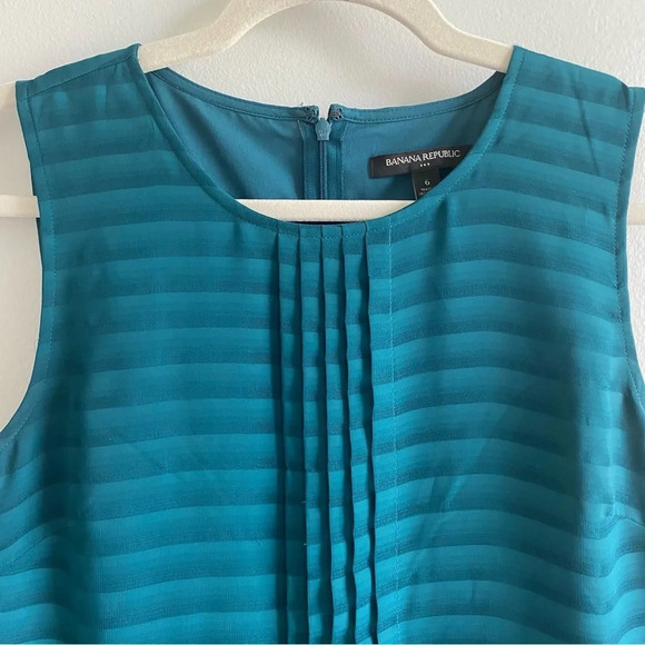BANANA  Republic Teal Pleated Peplum Tank Top Size 6 - Picture 13 of 13